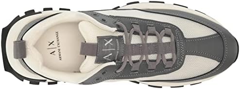 A|X Armani Exchange Men's Elevated Sporty Fashion Sneakers, Grey+Off White, 12 | Image 4