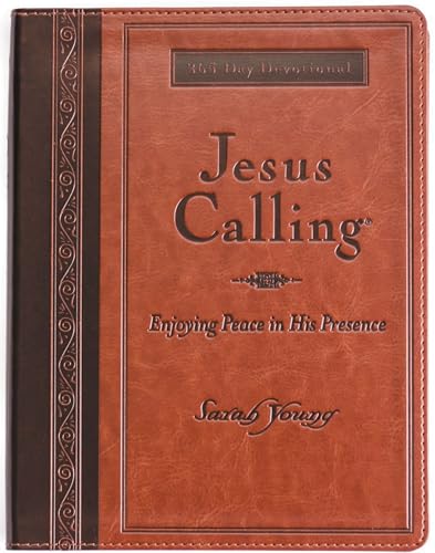 Jesus Calling, Large Text Brown Leathersoft, with Full Scriptures: Enjoying Peace in His Presence (A...