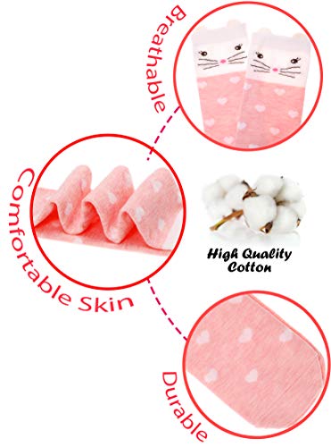 ANTSANG Kids Girls Knee High Socks Long Boot Crazy Silly Fun Gift Cute Tall Animal Socks for Child 6 Pairs Stocking Stuffers Gifts for 10 Year Old Girls Birthday Gifts Ideas(Light Animals)3