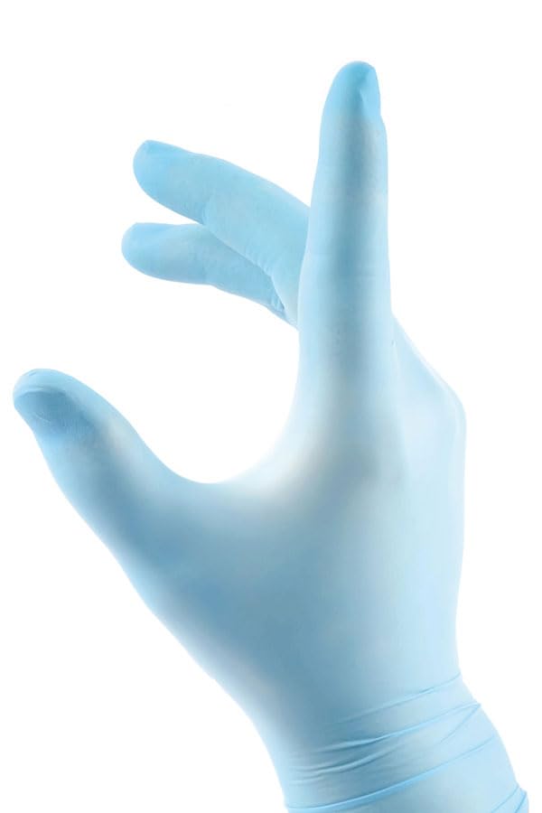 Beeswift Guantes desechables de nitrilo sin polvo, color azul, talla L