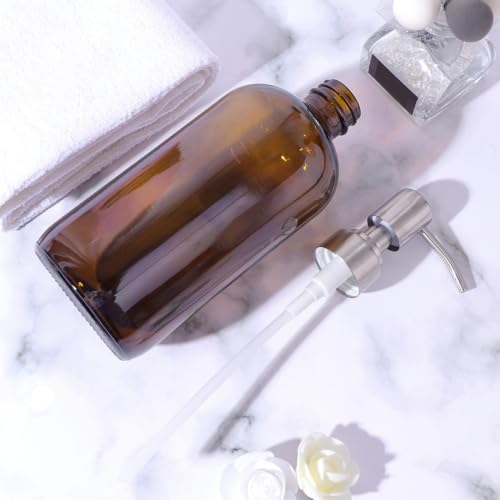 Botella de vidrio con bomba dispensadora de 500ml para baño y cremas 5
