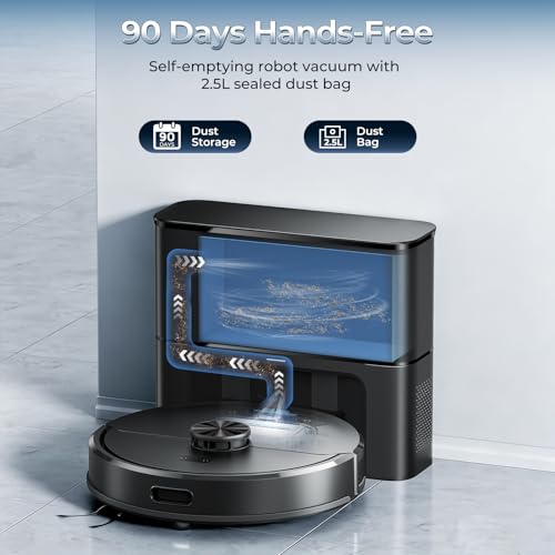 Image of Kilgone Robot Vacuum and Mop Combo with Self Emptying Station, 6000Pa Suction Anti Tangle Brush LiDAR Navigation Multi Floor Mapping, 90 Day Hands Free Smart Laser Robotic Cleaner for Pet Hair Carpet