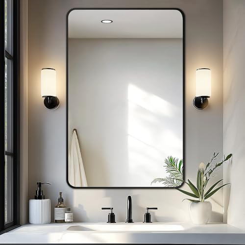Image of Delma Bathroom Vanity Mirror, Black Framed Mirror for Over Sink, 36x24
