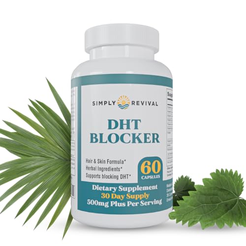 Simply Revival DHT Blocker for Men & Women – Saw Palmetto Herbal Supplement for Hair Growth – Supports Regrowth, Reduces Shedding, Strengthens Hair & Scalp – 60 Capsules