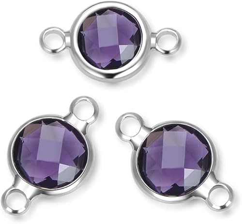 Adabele - 20 cuentas redondas de cristal austriaco bañadas en plata, 20 unidades, amatista de febrero morada, 0.315in