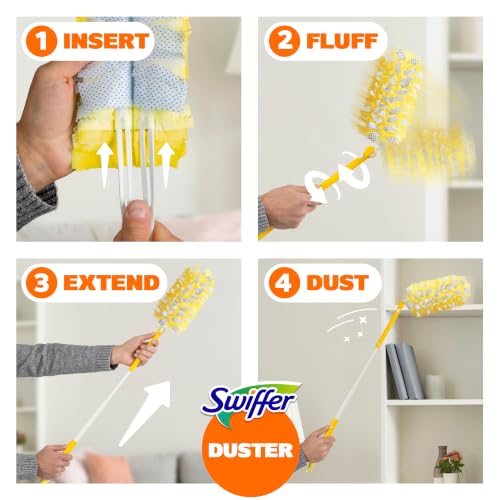 Swiffer Duster Kit with 3 ft Extendable Handle, Dusters for Cleaning, Set Includes 1 Extension Pole and 12 Heavy Duty Dusting Refills Dust Cleaner, Long Extended Wand for Ceiling Fans and Walls - image 6