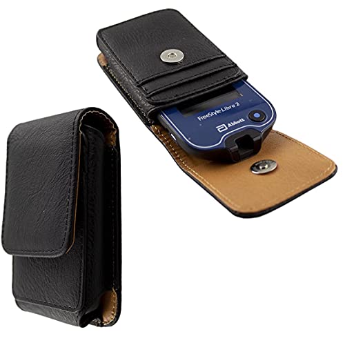caseroxx Sac en Cuir avec Boucle de Ceinture pour Freestyle Libre 1/2 / Insulinx / 14 Day, Sac (Sac en Cuir avec Boucle de Ceinture en Noir) Cover