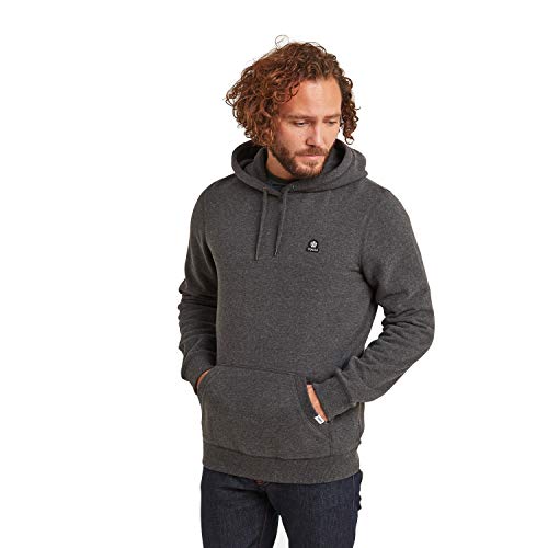 TOG24 Akerman Mens Supersoft Cotton Rich Hoody with Cosy Kangaroo Pocket and Chunky Drawcord Hood Dark Grey Marl