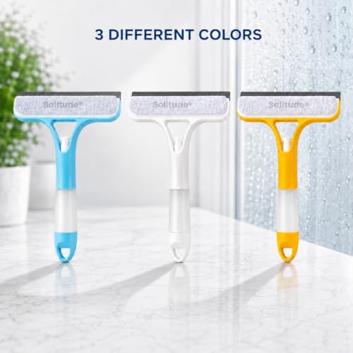 Image of Solitude 3-in-1 Window Cleaning Scraper | Spray Squeegee with Built-in Spray Bottle | Replaceable Sponge | Glass Cleaner Wiper for Home, Car, Bathroom & Mirrors (Multicolor)