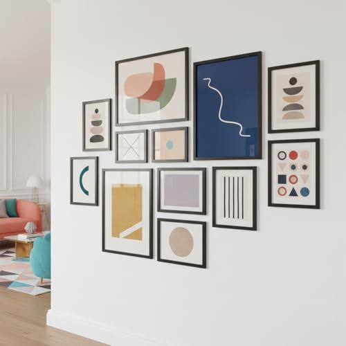 Image of HOTHOUSE Photo Frame For Wall decoration | Wooden Frames For living room Office | Aesthetic Frames For Wall Decor Gifts | Photo frame for Home Decor Bedroom | Set of 12 (BLACK, Combo-4)