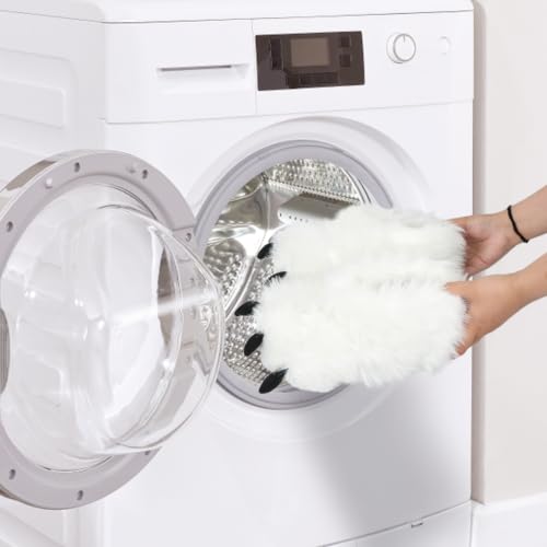 Image of Women Plush Animal Paw Slippers Funny Novelty Bear Claw Slippers Cozy Furry Warm Memory Foam Slippers Gifts for Halloween Christmas