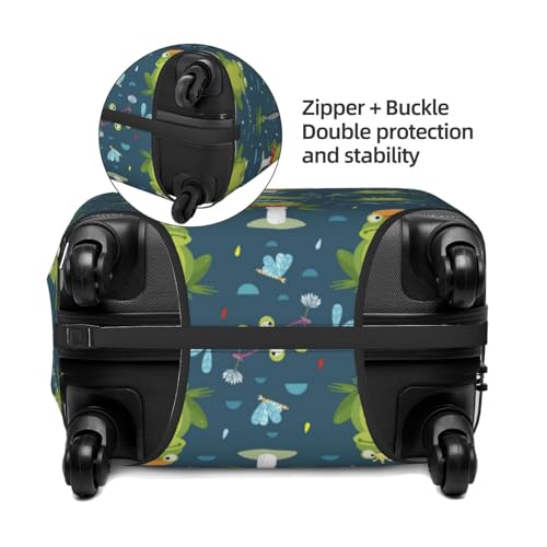 funny frogs dragonfly Raining Travel Luggage Covers - Elasticity Suitcase Covers Protector for Luggage 18-32 Inch3