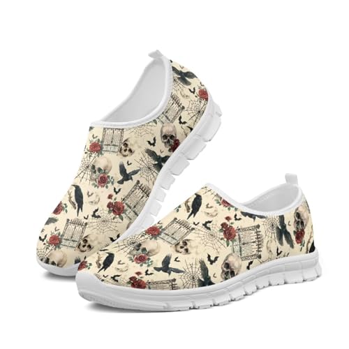 Image of Floral Sneakers for Women Colorful Art Shoes for Women Slip On Casual Work Shoes