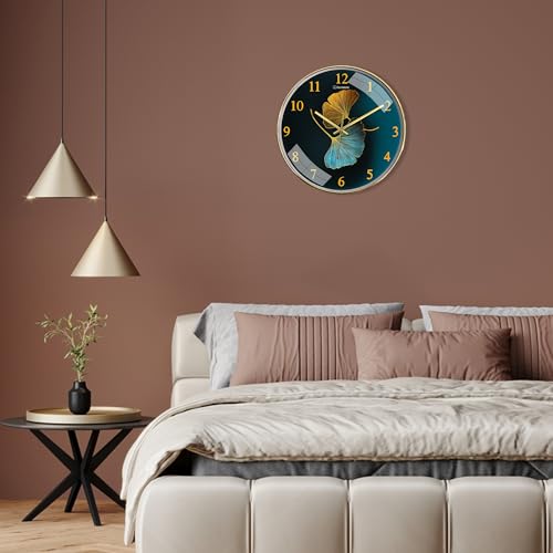 Image of Auromin Wall Clock for Hall | Silent Wall Clock for Living Room Stylish Modern | Premium Fancy Unique Wall Watch for Bedroom, Office (Gold-Leaf)