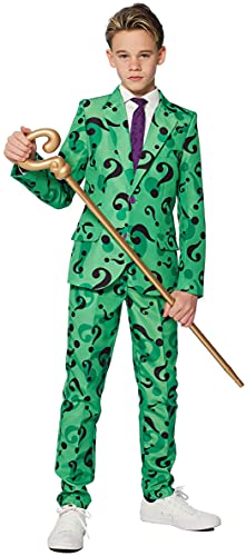 SUITMEISTER Kids Riddler Halloween Costume | Boys Slim Fit L | The Suit Includes Matching Blazer Jacket, Pants & Tie Green SUITMEISTER Kids Riddler Halloween Costume | Boys Slim Fit L | The Suit Includes Matching Blazer Jacket, Pants & Tie Green