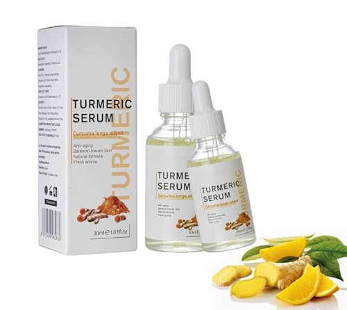 Suero Facial de Cúrcuma - Corrector de Manchas Oscuras Anti-Edad, Ilumina la Piel, Hidrata y Minimiza Poros para Uso Diario (30ml, 2 artículo)