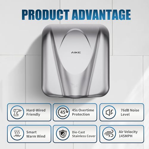 image for AIKE Elephant Power Commercial Hand Dryer High Speed Auto Warm Wind, B