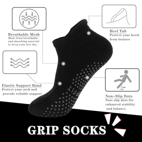 Image of loudashuaiqi Grip Pilates Socks Non Slip Athletic Yoga Socks with Grips for Women Grippy socks for Hospital Workout Barre