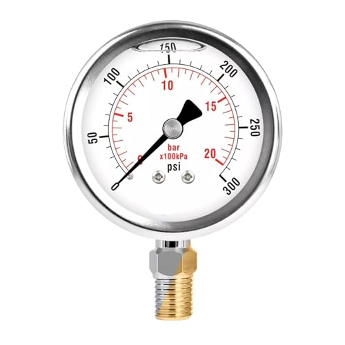 Manomètre à liquide 2,5" en acier inoxydable durable graduation 0-300 PSI