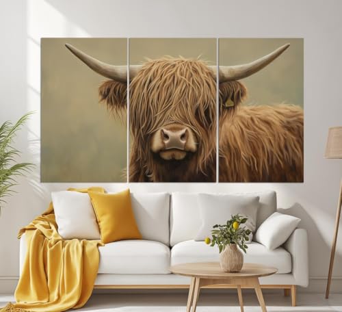 Peinture de vache des Highlands abstraite | Apportez de la sérénité et de la chaleur à votre foyer