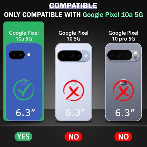 Image of Premium Vegan Leather Wallet Case for Google Pixel 10A, Premium PU Flip Cover with Card Slot, Magnetic Closure, Kickstand, Slim Durable Design, Privacy Protection - Black