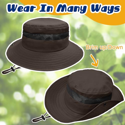 Image of Outdoor Kids Sun Hat for Boys Girls Wide Brim Mesh Bucket Hat UPF 50+ Sun Protection Breathable Summer Fishing Safari Hat