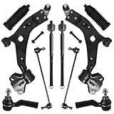 AUQDD 10Pc Front End Suspension Kit Fit For 2013-2019 Fo-rd Escape, 2 Lower Control Arm w/Ball Joint 2 Sway Bar Link 4 Outer & Inner Tie Rod End 2 Boots (# 524-113 524-114 K750554 EV800898 ES800954)