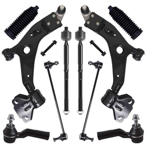 AUQDD 10Pc Front End Suspension Kit Fit For 2013-2019 Fo-rd Escape, 2 Lower Control Arm w/Ball Joint 2 Sway Bar Link 4 Outer & Inner Tie Rod End 2 Boots (# 524-113 524-114 K750554 EV800898 ES800954)