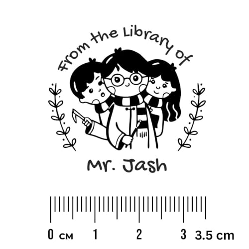 Image of Kunya Personalised Book Stamp with Your Name(3.5 cm Dia), customised for Stamping Books for Readers, Great Gift for booklovers, Kids, Teachers (Magical Team)