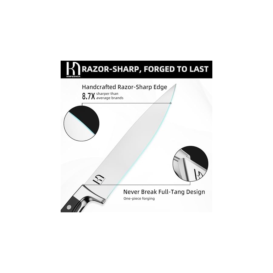 Kitchen-Knife-Block-Set-15-Pcs-Enduring-Razor-Sharp-Japanese-High-Carbon-Stainless-Steel-Knife-Set-with-Block-Premium-Forged-Knife-Set-for-Home-and-Professional-Chefs-Black Knife Set, KnifeSaga 15 Pcs Kitchen Knife Block Set, Enduring Razor-Sharp Japanese High Carbon Stainless Steel Chef Knife Set with Block and Sharpener, Premium Black Knives Set for Kitchen