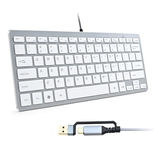 Clavier filaire portable USB C Mini 78 touches pour PC et Mac