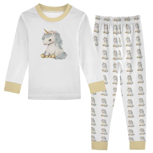 Cartoon Pajamas Set A Cute Unicorns Long Sleeve PJs Cotton Jammies Sleepwear Top and Pants
