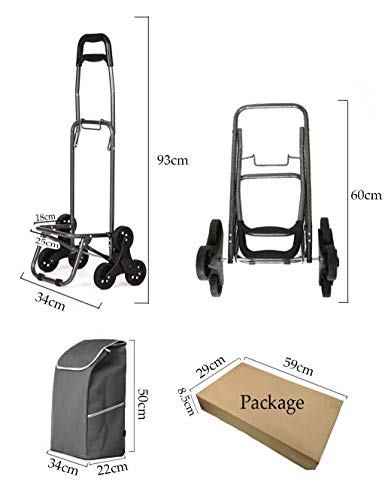 Leichte 2,5 kg Treppenklettern Faltbare Einkaufstrolley Tasche mit 6 Rädern Faltbarer Stahlrahmen Wäsche Utility… – Bild 8