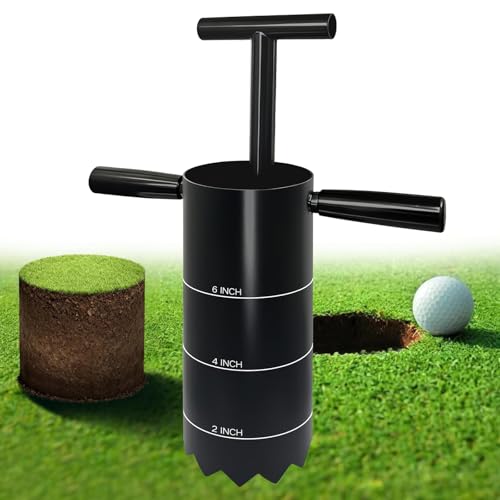 Peledic Portable Golf Hole Cutter with Detachable Handle Stainless Steel Hole Digger USGA Standard 2 Inch 4 Inch & 6 Inch for Backyard Lawn Garden Outdoor Putting Green Practice