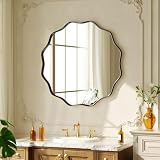 Riskioir 20 inch Scalloped Round Mirror Black