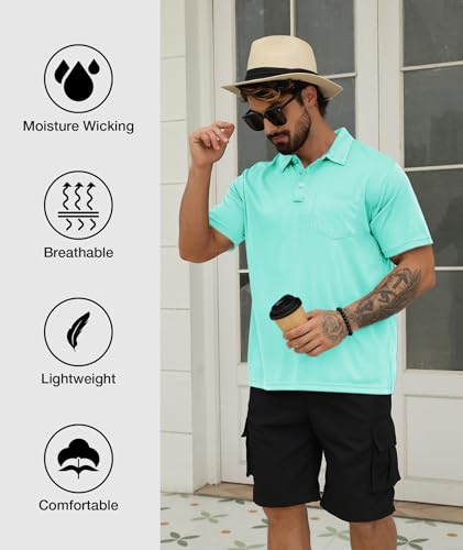 Image of SCODI 5 Pack Mens Pocket Polo Shirts Short Sleeve Golf Casual Work T-Shirt