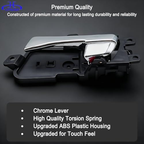Image of Front or Rear Left Driver Side Interior Inside Chrome Door Handle Fits Compatible with Hyundai Sonata 2011-2015, Replaces OE# 826103S010, 82610-3S010
