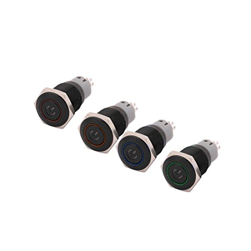Aexit 4pcs 16mm DC 24V Red LED Light 5 Pin SPDT Momentary Push Button Switch (f456071e5119280f6771a4e9d74f62a6)