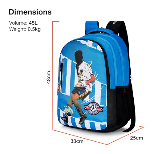 Nasher Miles 45 L Backpack with 3 Compartment and Rain Cover| Football Club theme for Casual,College and School