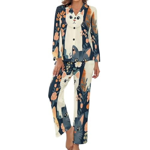 Pyjama femme chat mignon en coffret cadeau idéal pour fille et maman