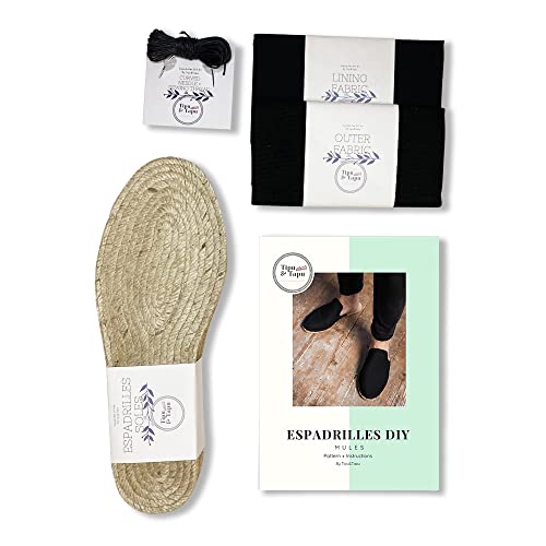 Espadrilles Mules Homme en Toile Noire de Haute Qualité à Fabriquer Soi-Même
