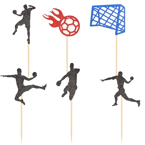 Lot de 30 décorations de gâteau handball, sport, pour anniversaire, décoration de fête