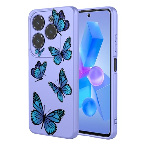 Coque Infinix Hot 40 souple antichoc avec imprimé papillon violet protecteur et esthétique