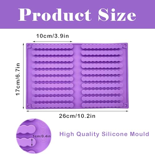Fleymu Silikon Backmatte Riegel, Knabberstangen, Silikon-Keksform Backmatte, Kekse Sticks Hundeleckerli Formen, Kaustangen als Hundekeks, Backform Müsli Riegel, Snack für Mensch und Tier(Lila)