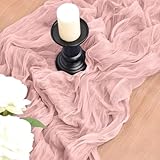 Joanlody Dusty Rose Cheesecloth Table Runner 10Ft Rustic Gauze Cheese Cloth Table Runner Boho Easter Spring Summer Table Runner for Wedding Bridal Baby Shower Decoration 4 Pack