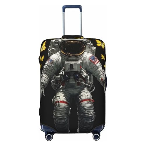 Trippy Space Astronaut Butterfly Art Zipper Travel Luggage Suitcase Protector Baggage Protector Anti-Scratch Luggage Case Waterproof Protective Cover Fits 18-32 inch Suitcase, Washable