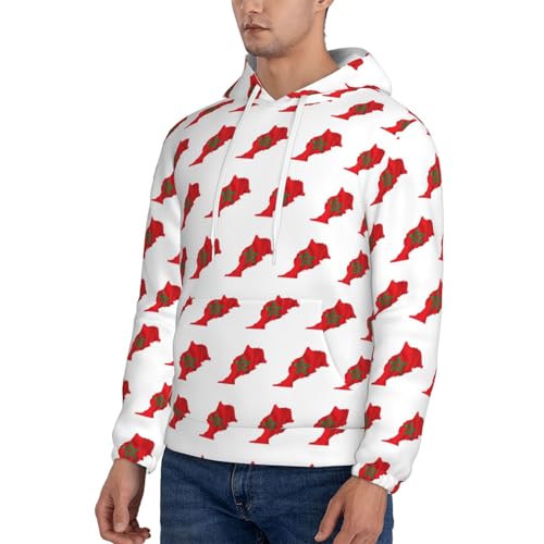 Sweat Maroc homme à capuche chaud pull imprimé carte géographique