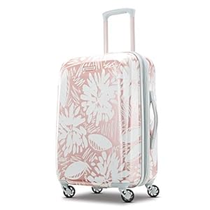 American Tourister Moonlight Hardside Expandable Luggage with Spinner Wheels, Ascending Gardens Rose Gold, Carry-On 21-Inch