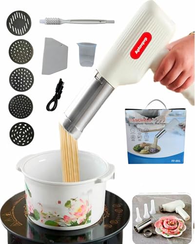 Aptovpvp Noodle Machine, Household Handheld Wireless Electric Noodle Press, Kitchen Homemade Sausage Machine With 3 Filling Tubes.Italian Noodle Machine With Molding Mold And Cutting Machine