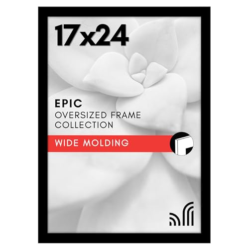Americanflat 17x24 Picture Frame with Polished Plexiglass - Black Picture Frame - Wide Photo Frames Made of Engineered Wood for Vertical or Horizontal Wall Display - Epic Collection - Black